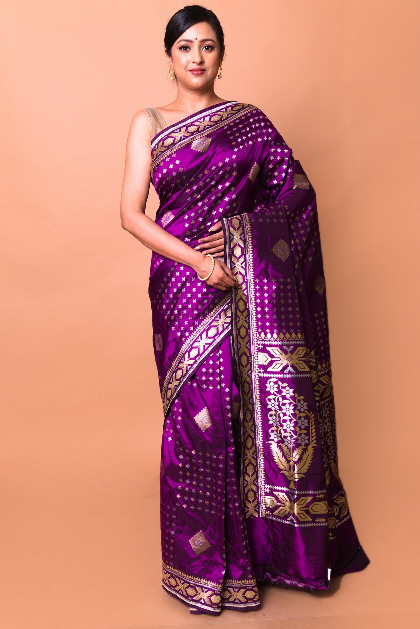 Banarasi Silk Butta Purple Saree