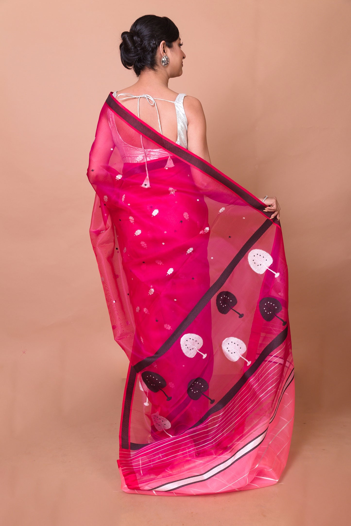 Banarasi Kora Organza Butta Pink Saree
