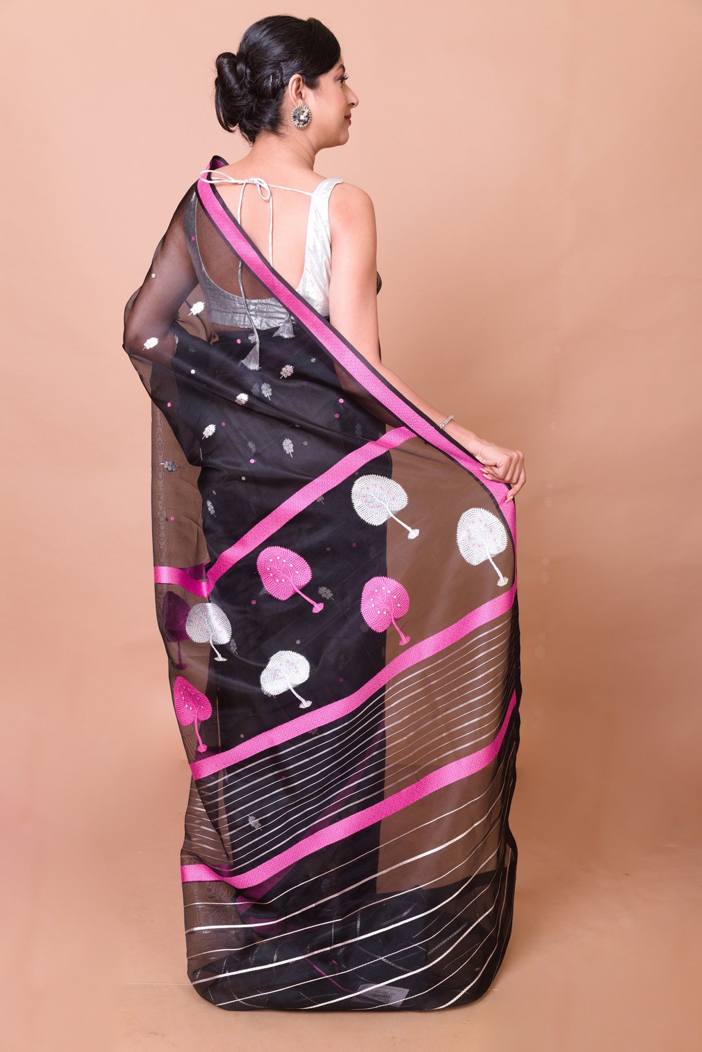 Banarasi Kora Organza Butta Black Saree