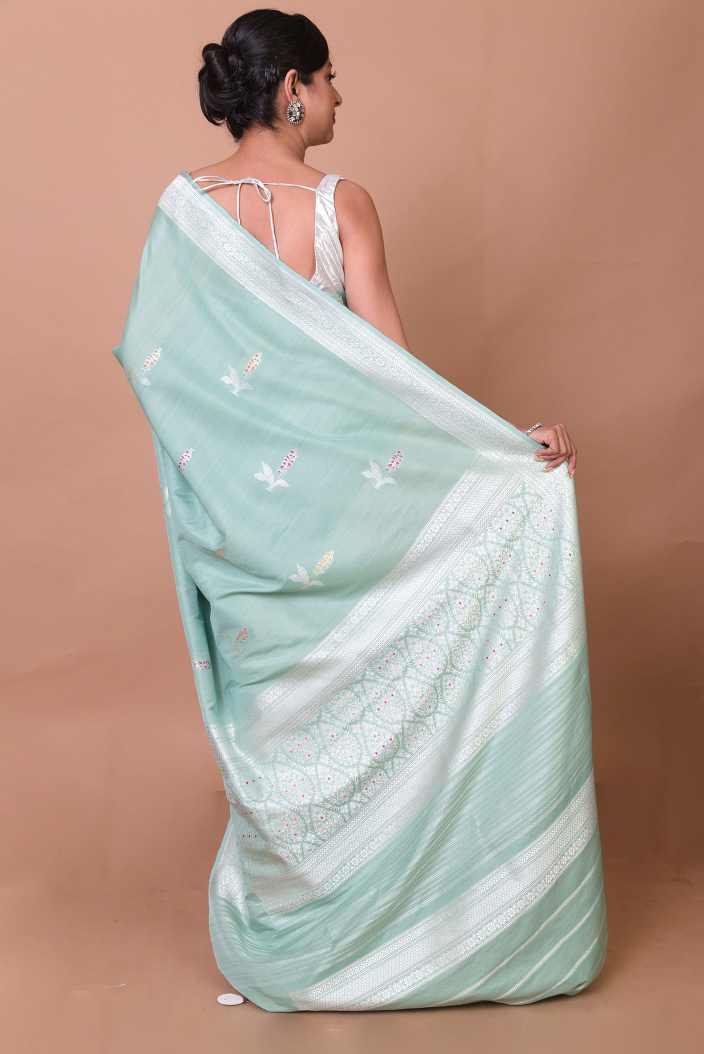 Banarasi Silk Butta Pastel Green Saree