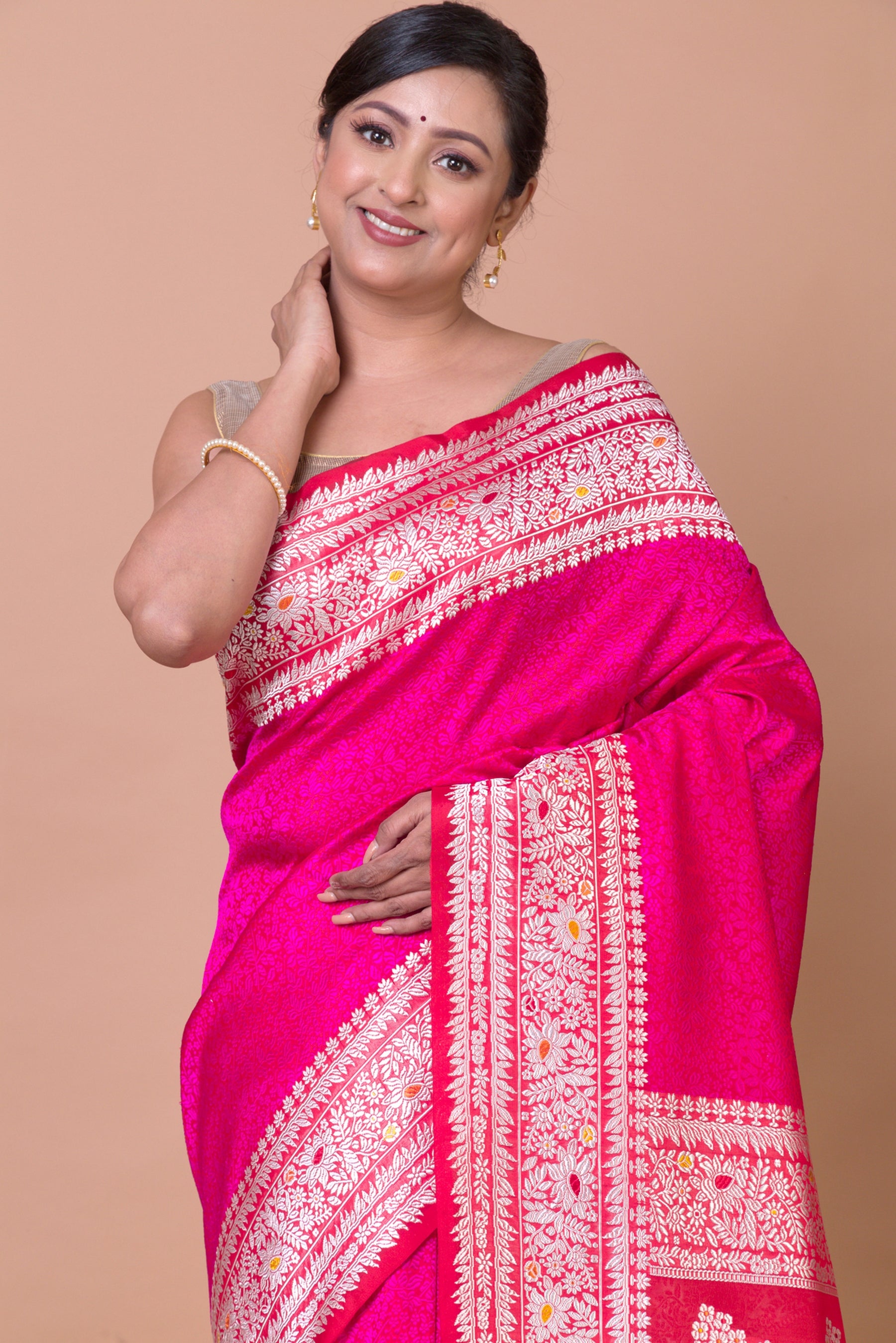 Banarasi Silk Jacquard Pink Saree