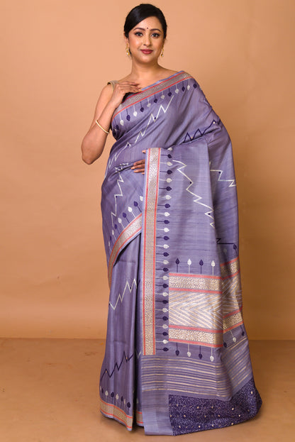 Banarasi Silk Jaal Violet Saree