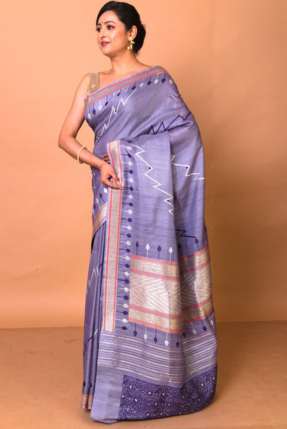 Banarasi Silk Jaal Violet Saree