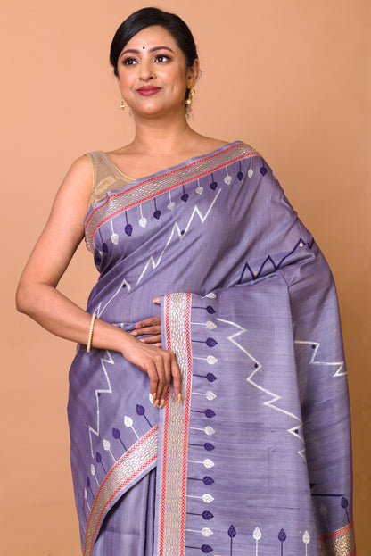 Banarasi Silk Jaal Violet Saree