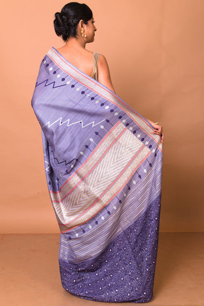 Banarasi Silk Jaal Violet Saree