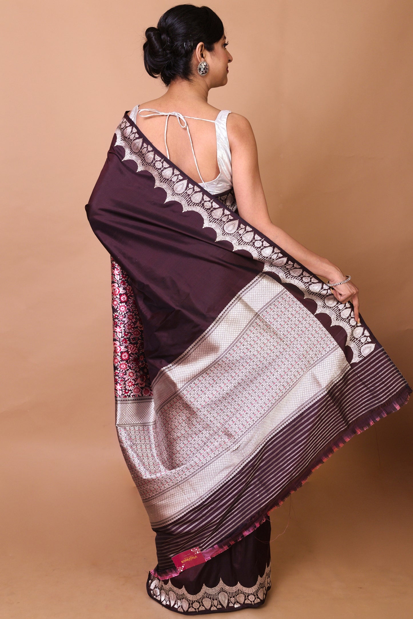 Banarasi Silk Jaal Brown Saree