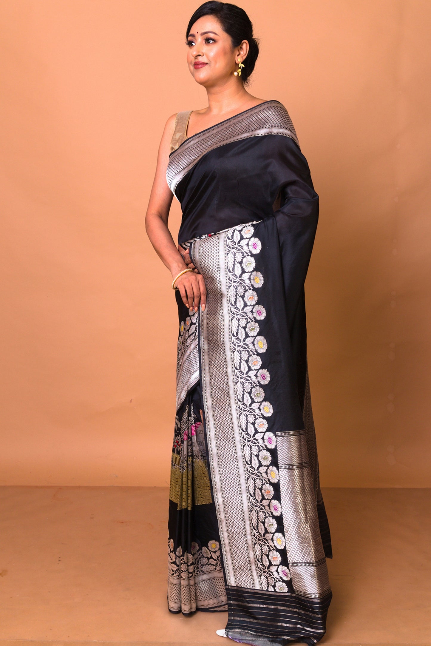 Banarasi Silk Plain Black Saree