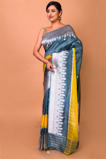 Banarasi Silk Butta Teal Blue Saree