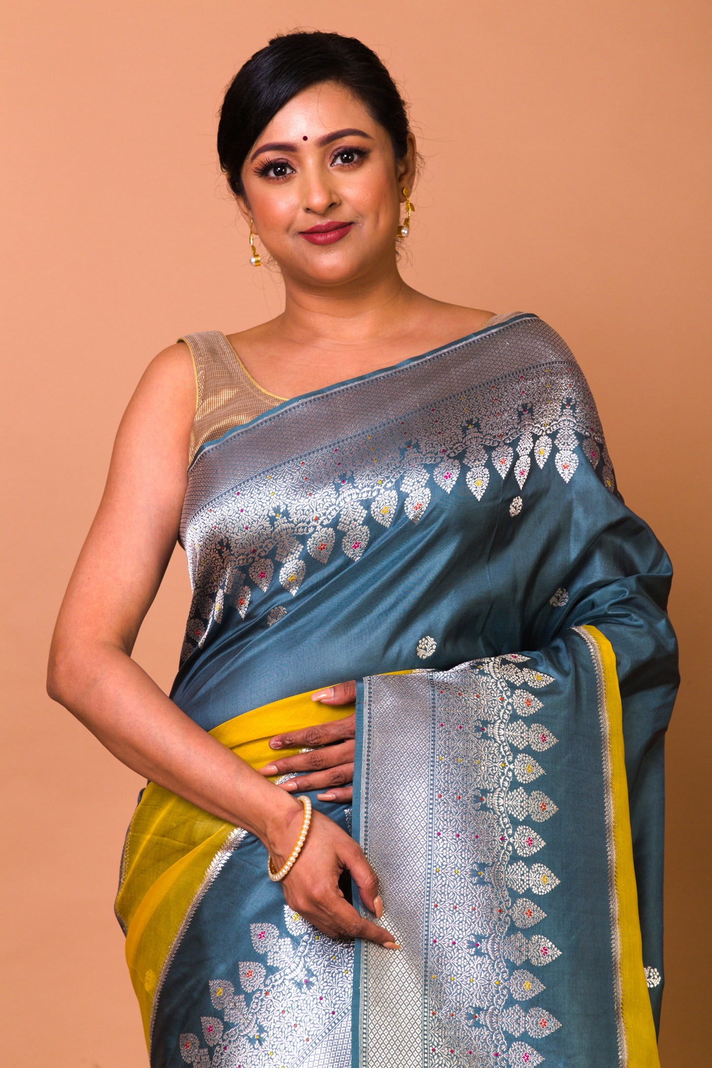 Banarasi Silk Butta Teal Blue Saree