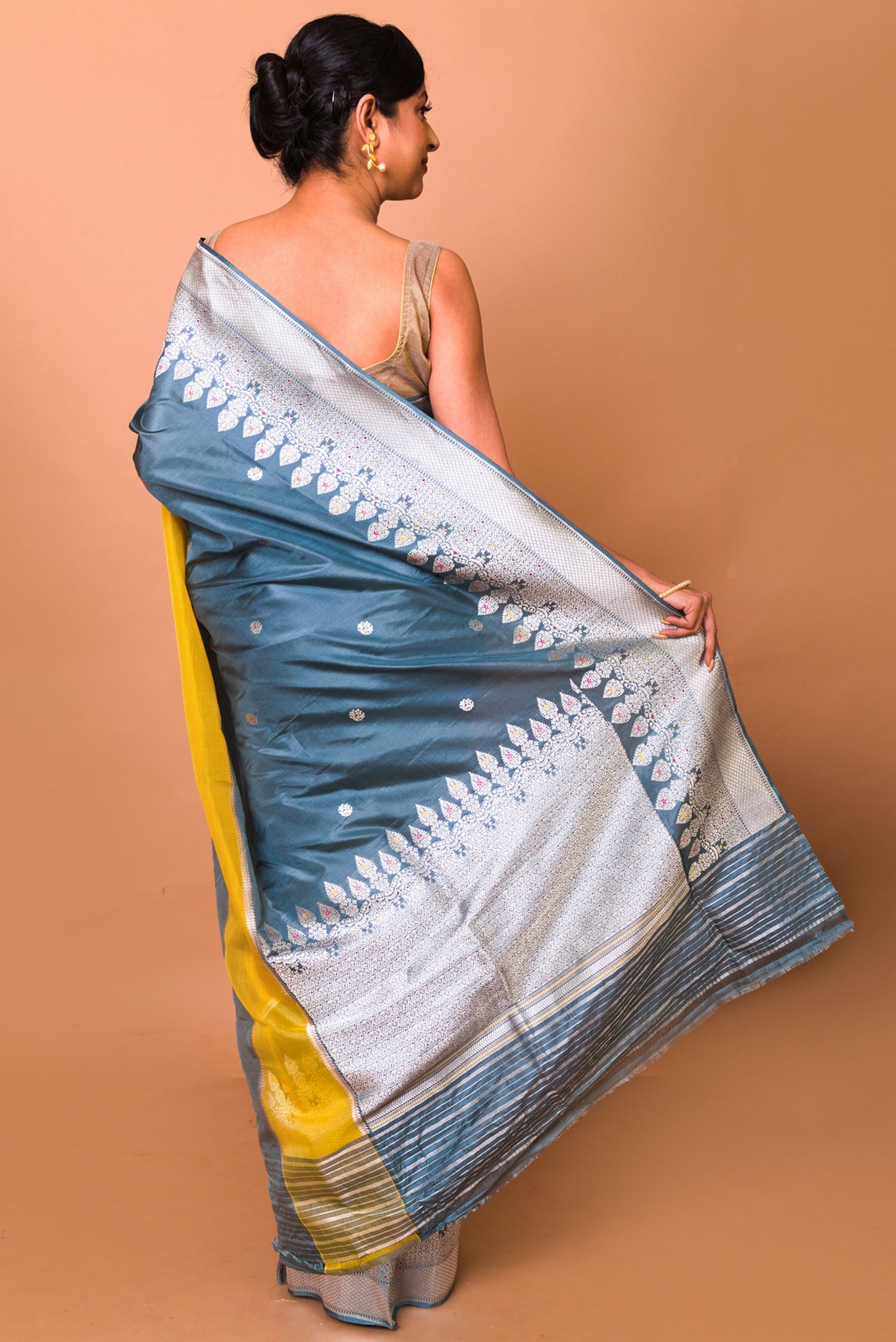 Banarasi Silk Butta Teal Blue Saree