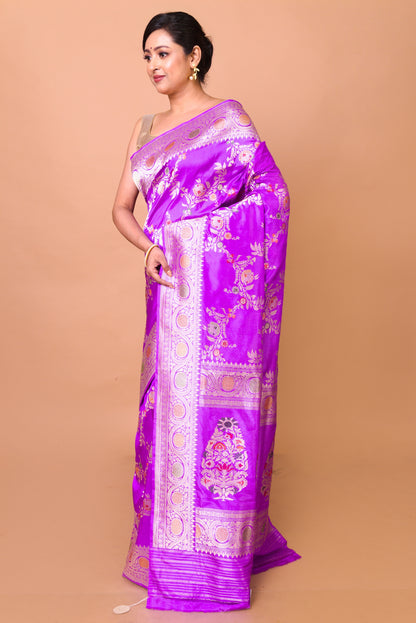 Banarasi Silk Jaal Lavender Saree