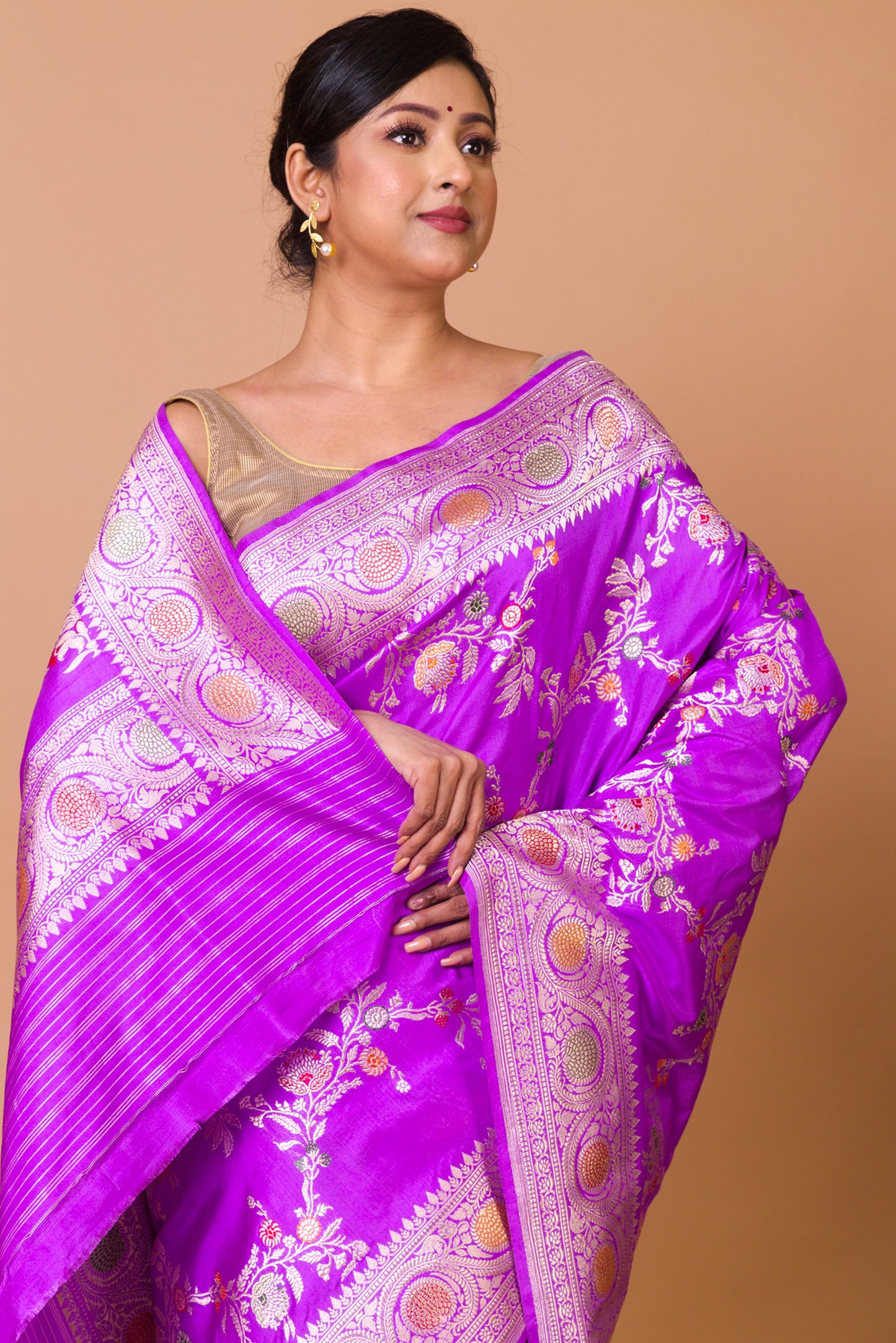 Banarasi Silk Jaal Lavender Saree