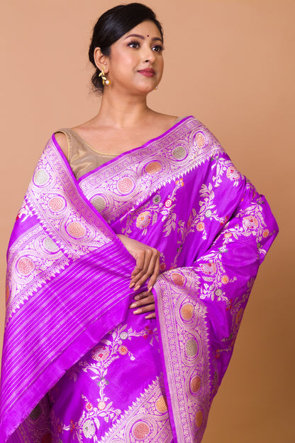 Banarasi Silk Jaal Lavender Saree