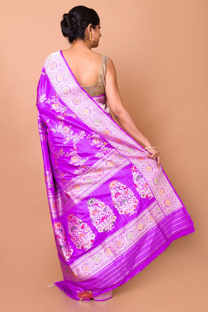 Banarasi Silk Jaal Lavender Saree