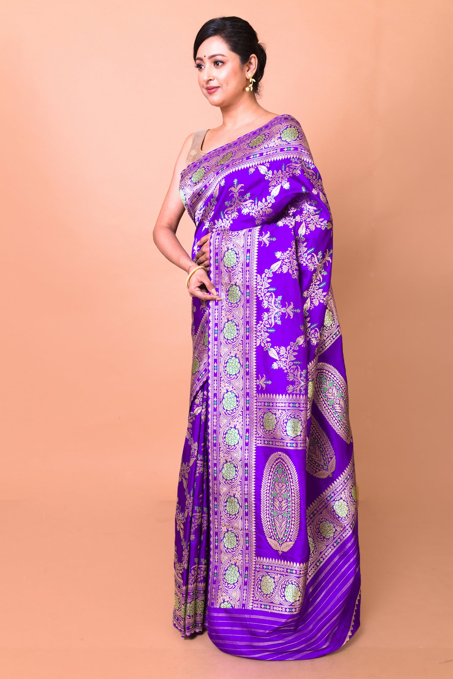 Banarasi Silk Jaal Violet Saree