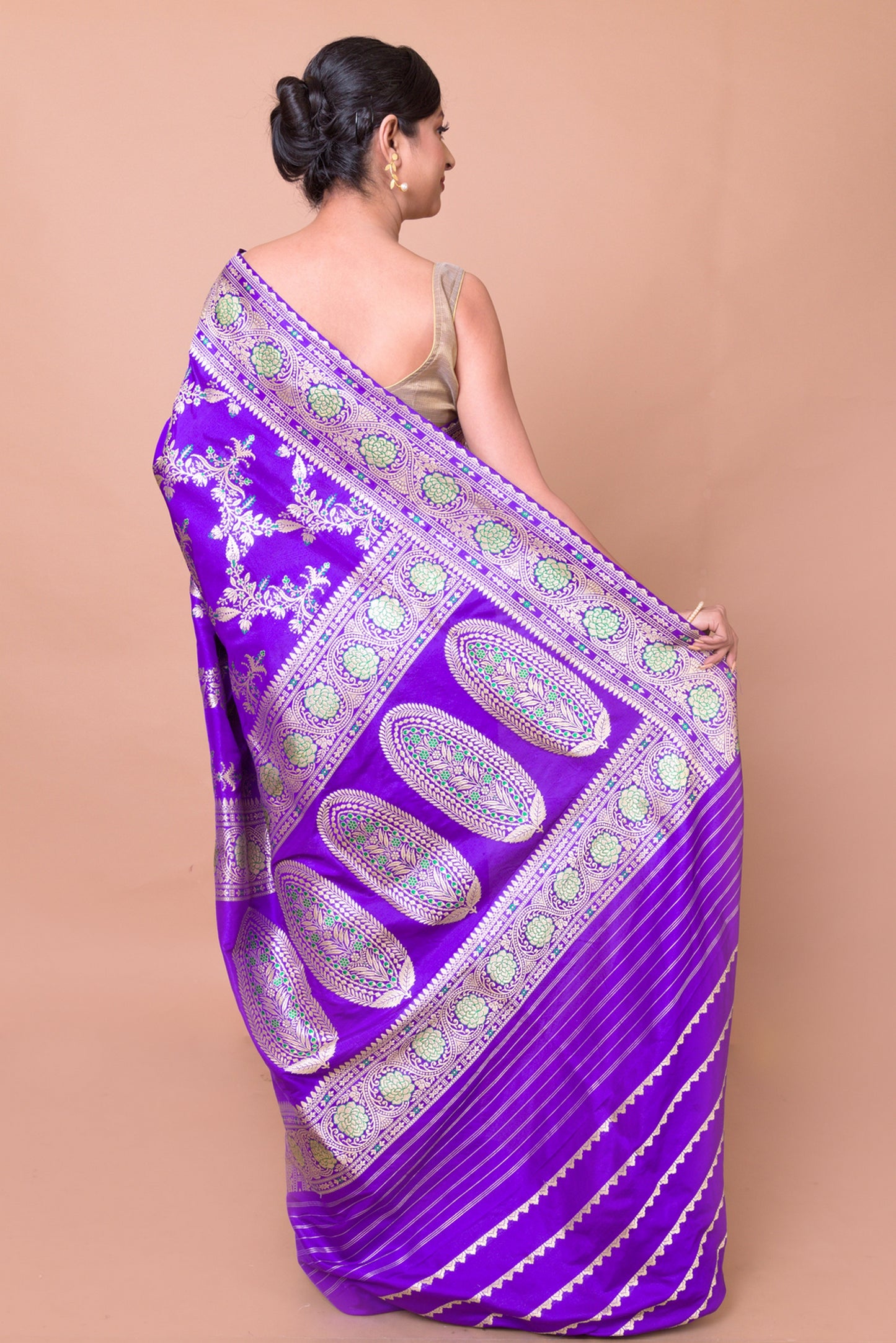 Banarasi Silk Jaal Violet Saree
