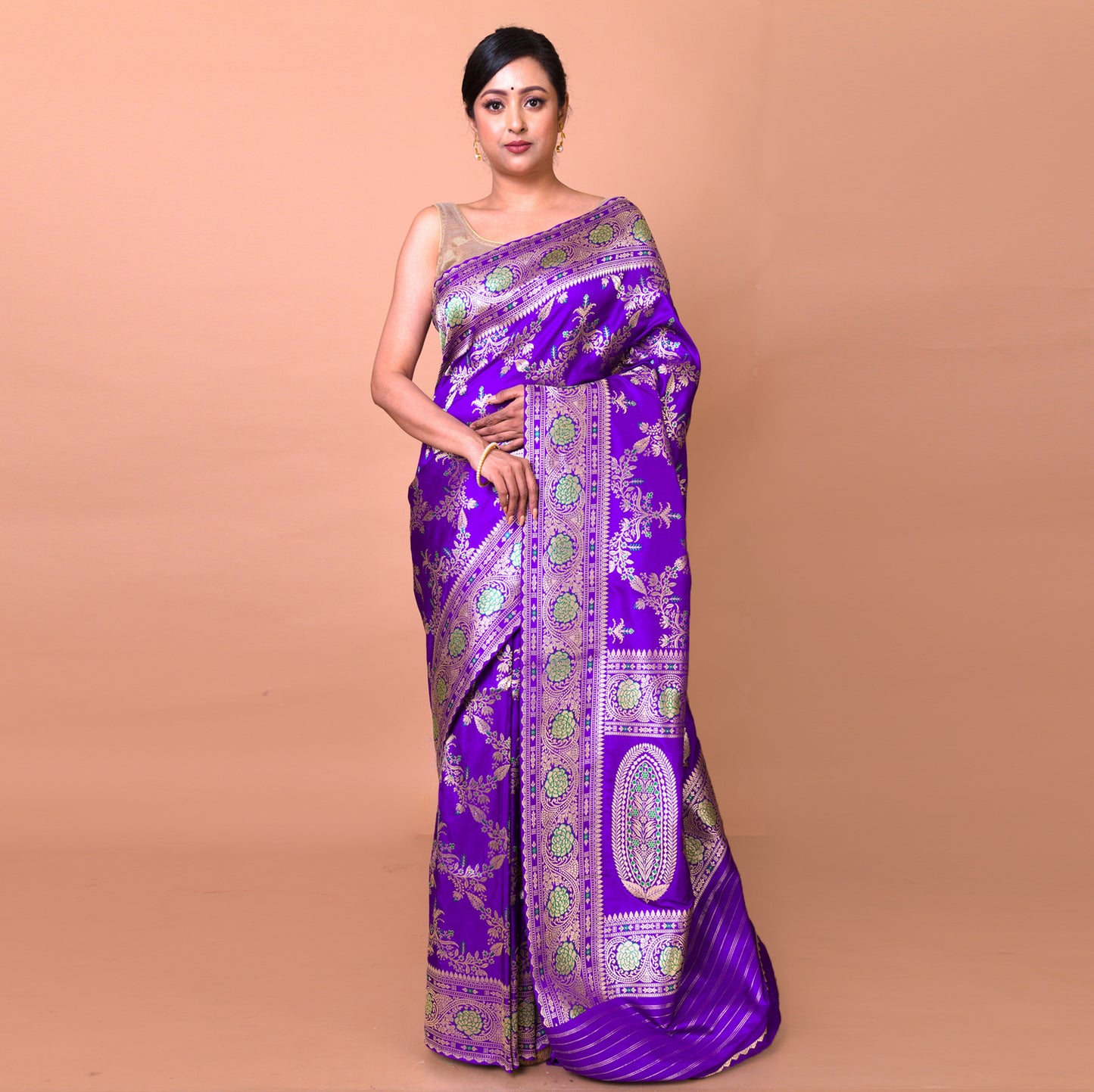 Banarasi Silk Jaal Violet Saree