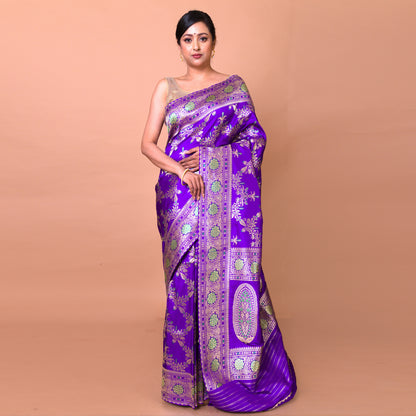 Banarasi Silk Jaal Violet Saree