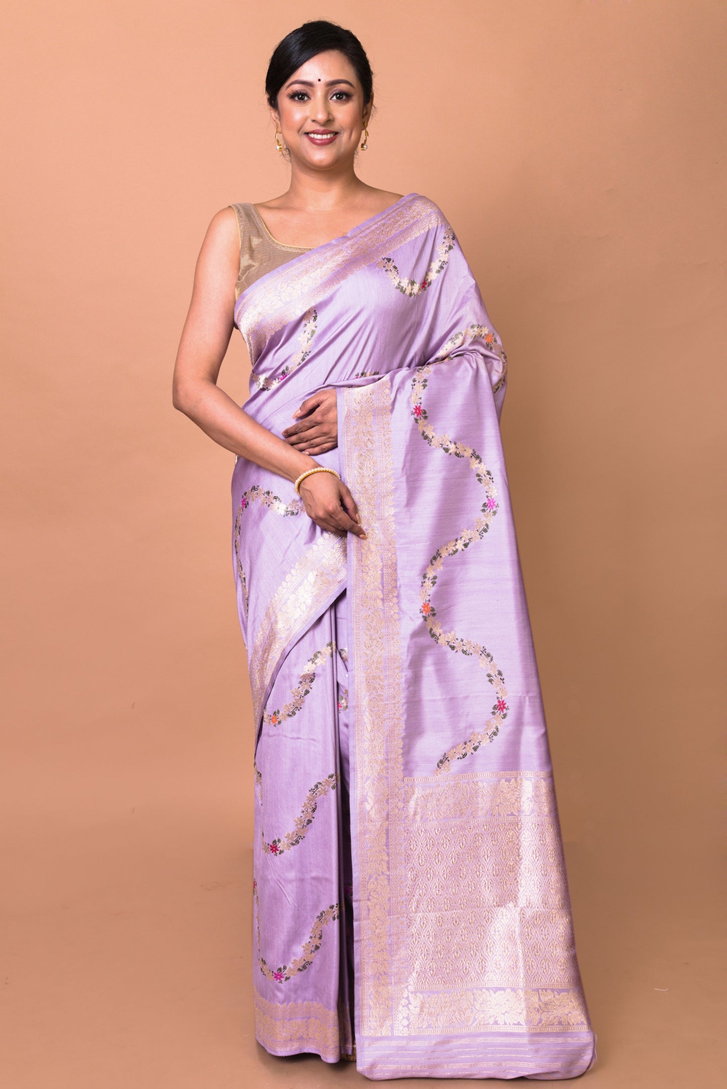 Banarasi Silk Jaal Purple Saree