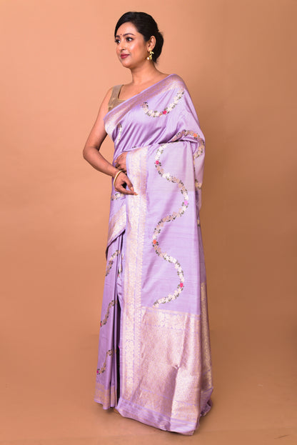 Banarasi Silk Jaal Purple Saree