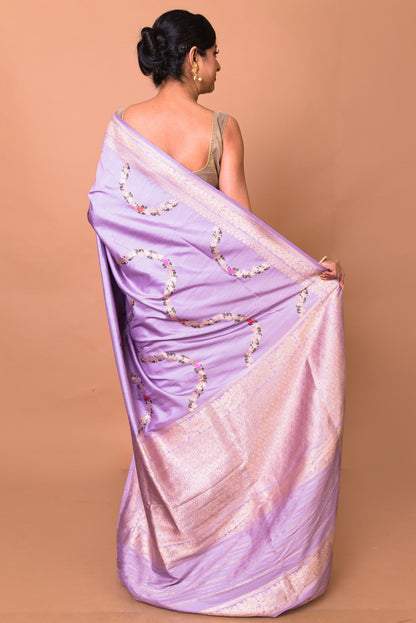 Banarasi Silk Jaal Purple Saree