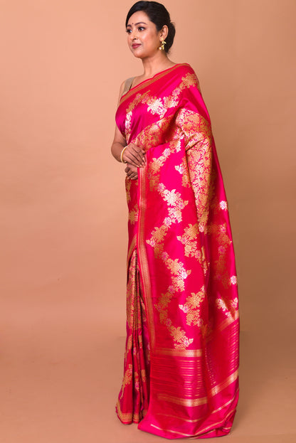 Banarasi Silk Jaal Pink Saree