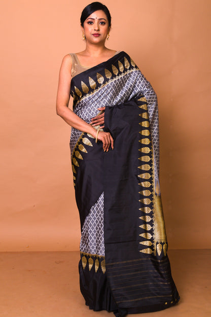 Banarasi Silk Jaal Grey Saree