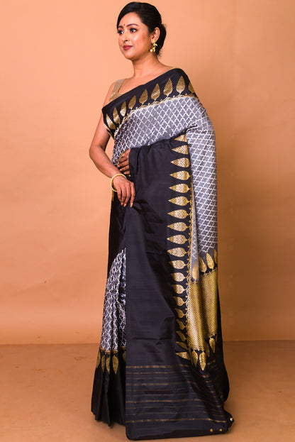 Banarasi Silk Jaal Grey Saree