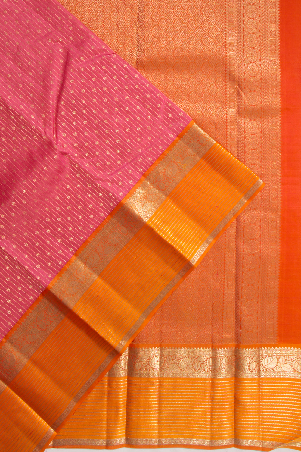 Taranga Kanchi Silk Vertical Lines Peach Saree