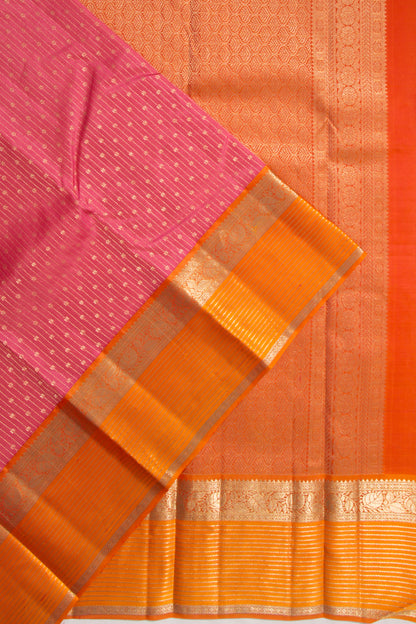 Taranga Kanchi Silk Vertical Lines Peach Saree