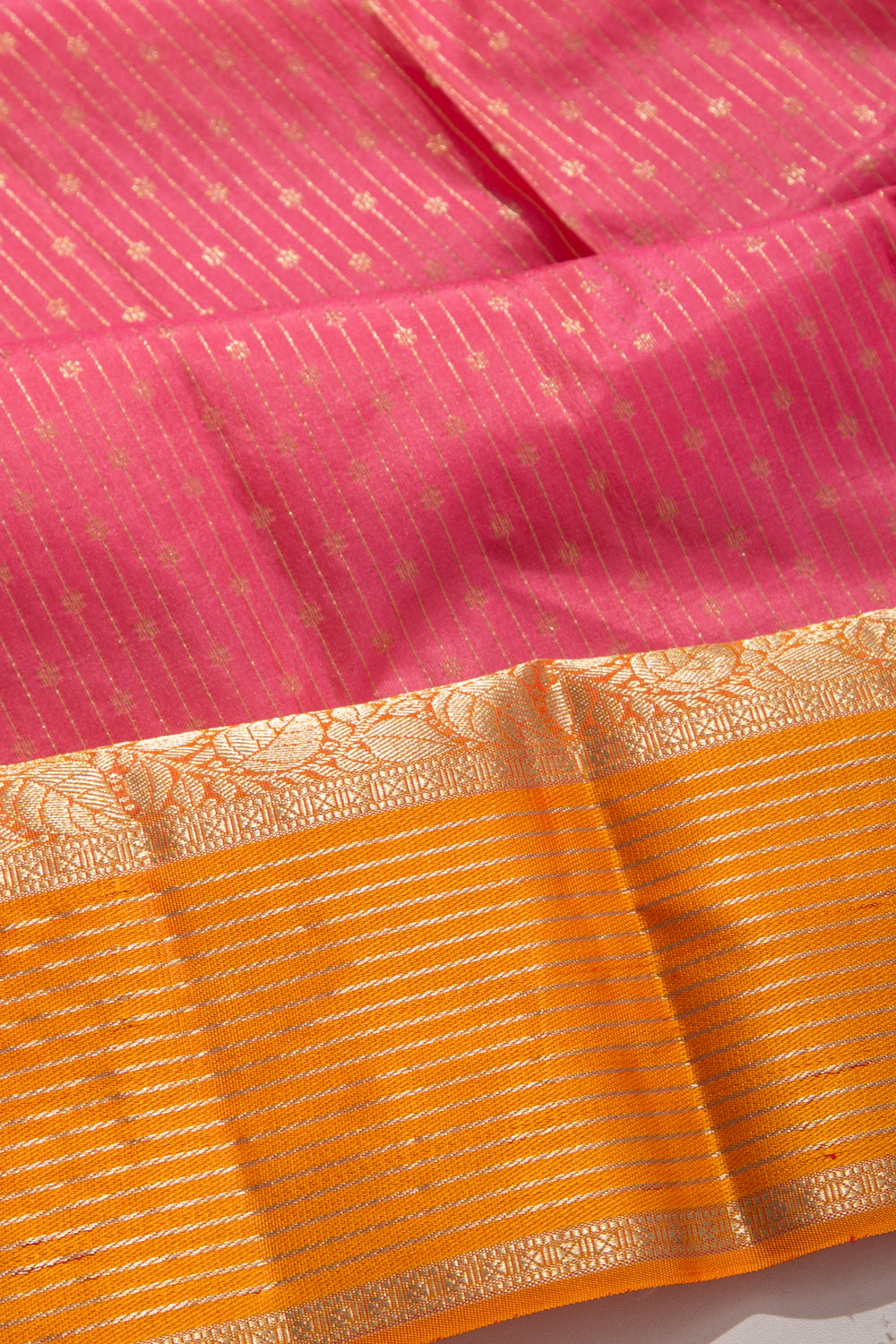 Taranga Kanchi Silk Vertical Lines Peach Saree