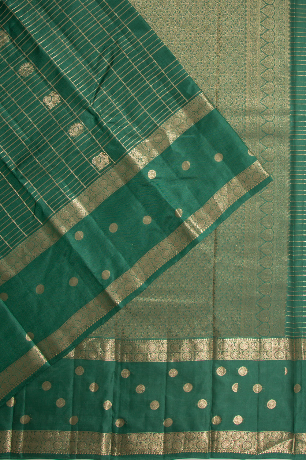 Taranga Kanchi Silk Checks And Butta Green Saree