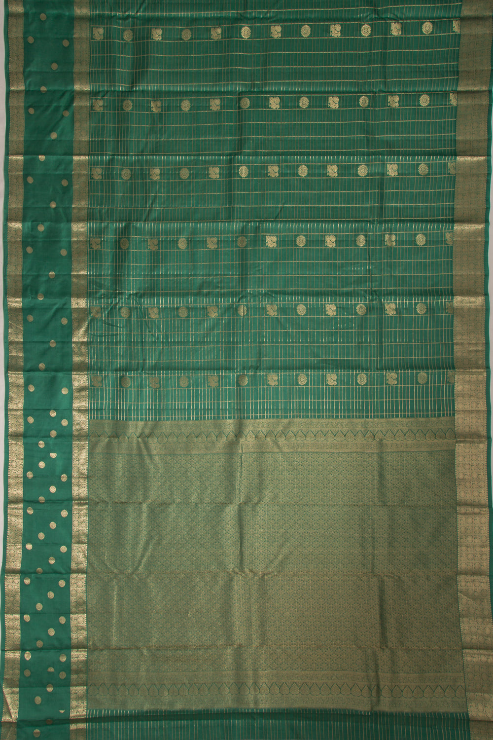 Taranga Kanchi Silk Checks And Butta Green Saree