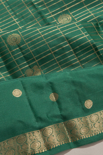 Taranga Kanchi Silk Checks And Butta Green Saree