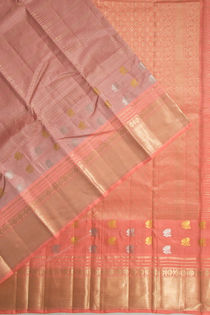 Taranga Kanchi Silk Horizontal Lines Pastel Brown Saree