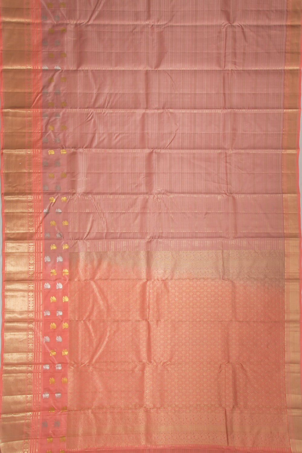 Taranga Kanchi Silk Horizontal Lines Pastel Brown Saree