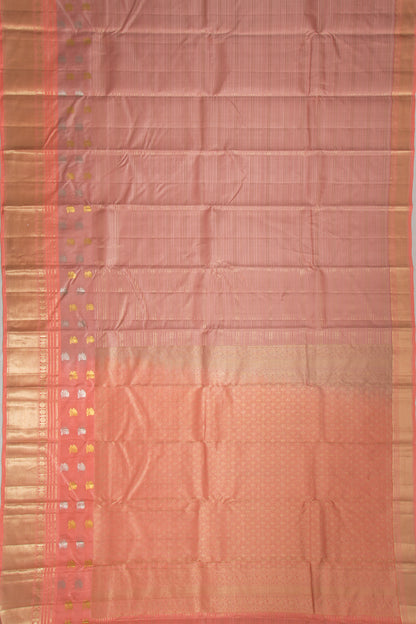 Taranga Kanchi Silk Horizontal Lines Pastel Brown Saree