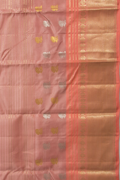 Taranga Kanchi Silk Horizontal Lines Pastel Brown Saree