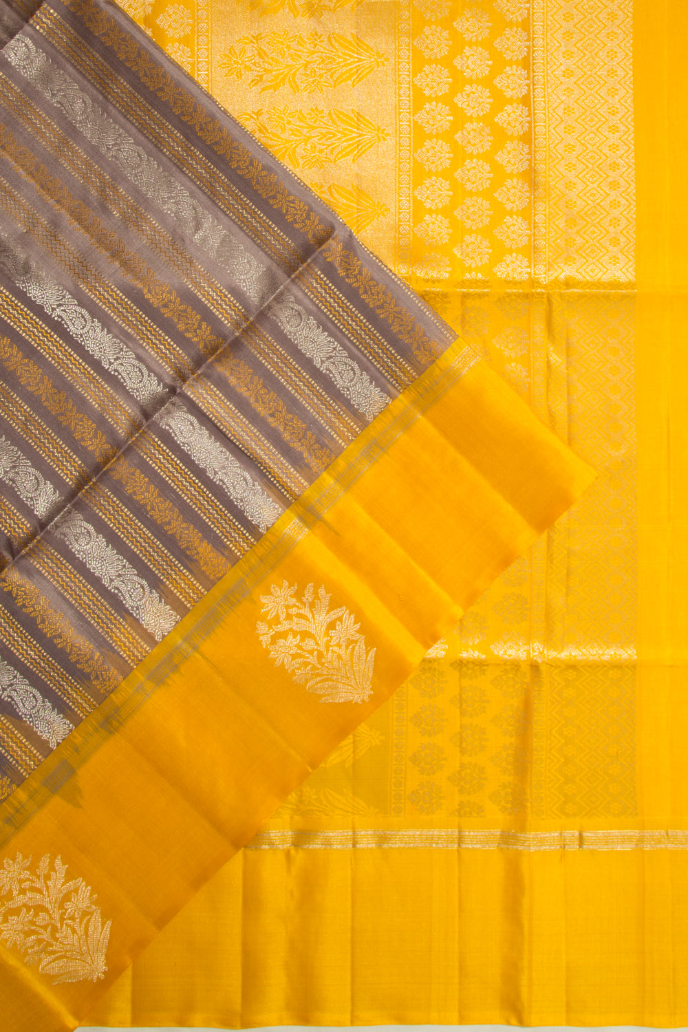 Coimbatore Soft Silk Vertical Lines Grey Saree