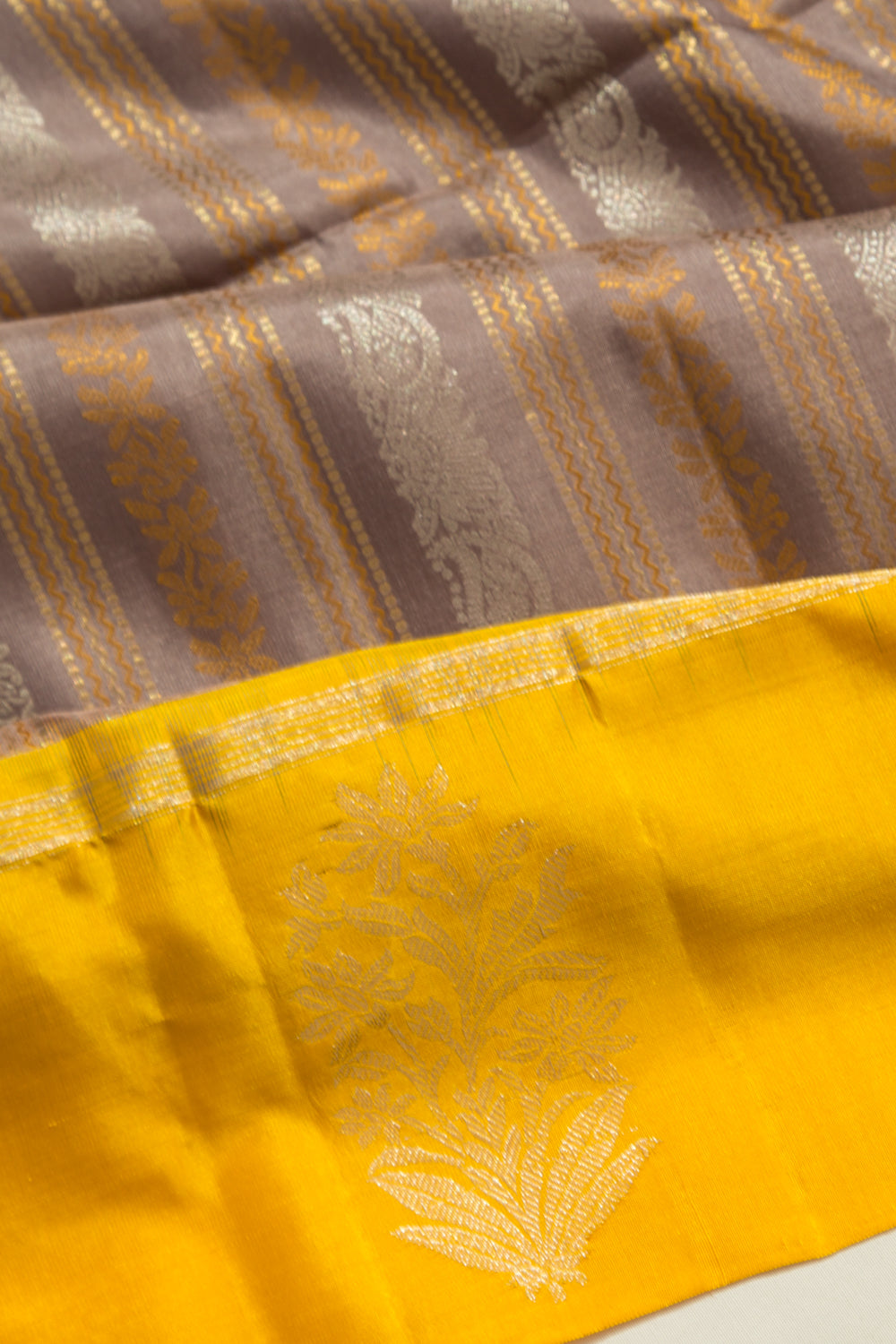 Coimbatore Soft Silk Vertical Lines Grey Saree