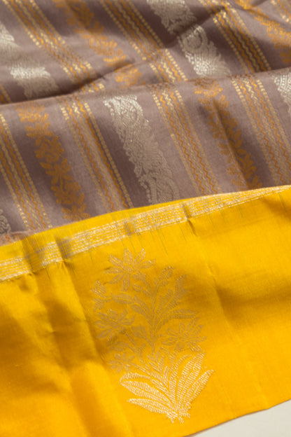 Coimbatore Soft Silk Vertical Lines Grey Saree