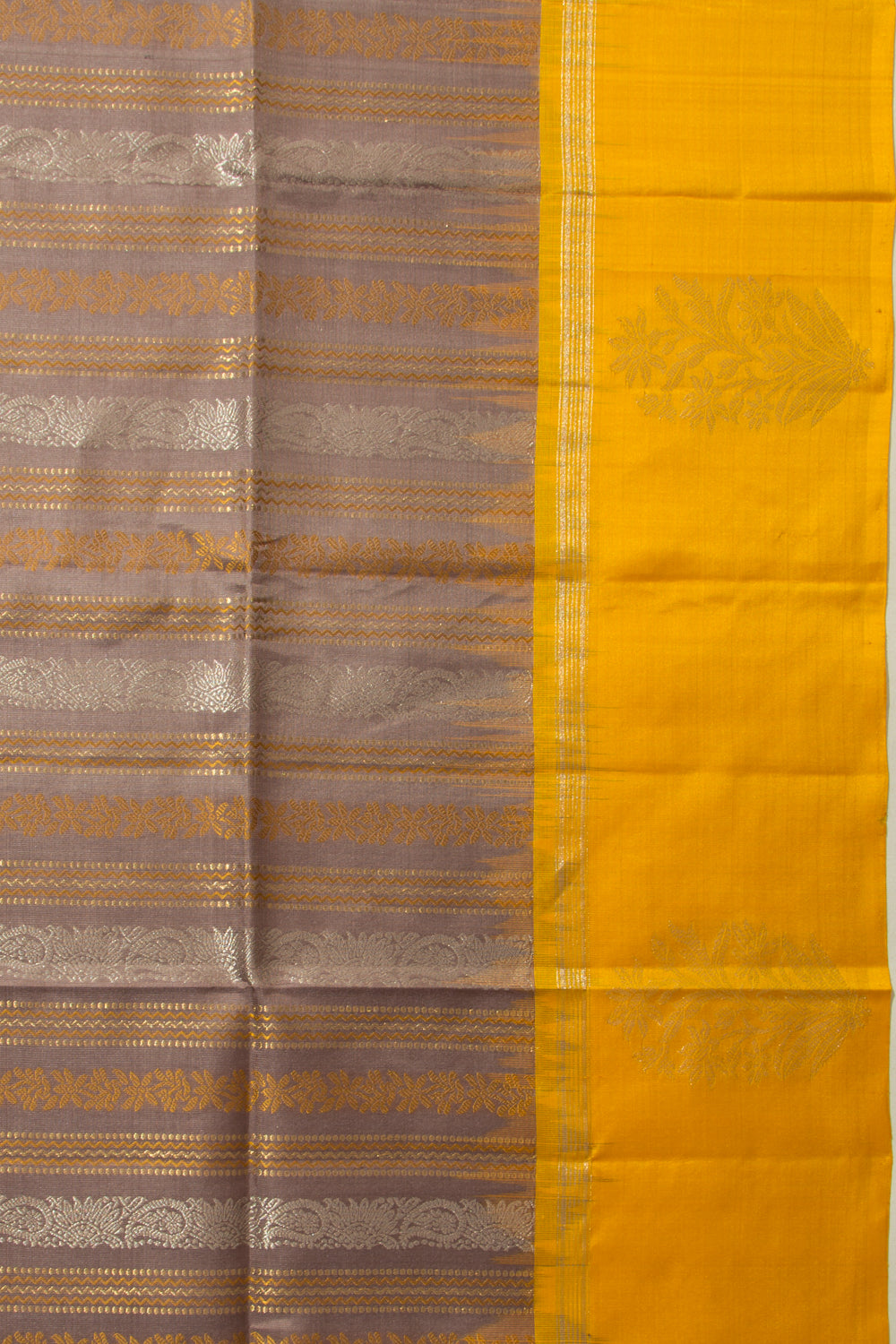 Coimbatore Soft Silk Vertical Lines Grey Saree