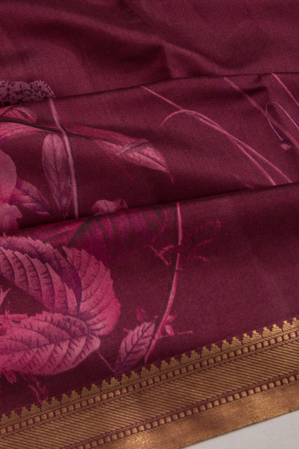 Tussar Floral Printed Purple Saree
