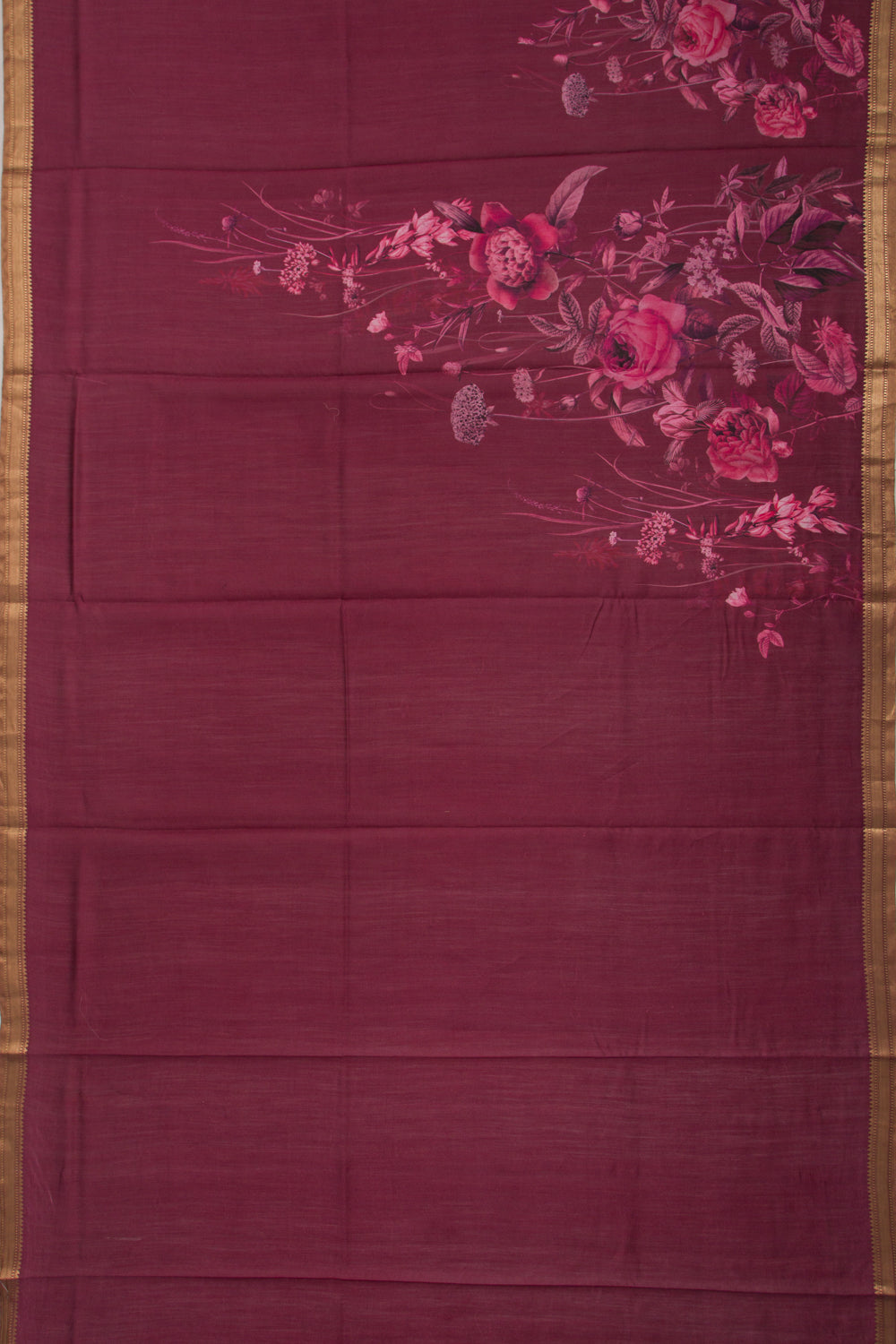 Tussar Floral Printed Purple Saree