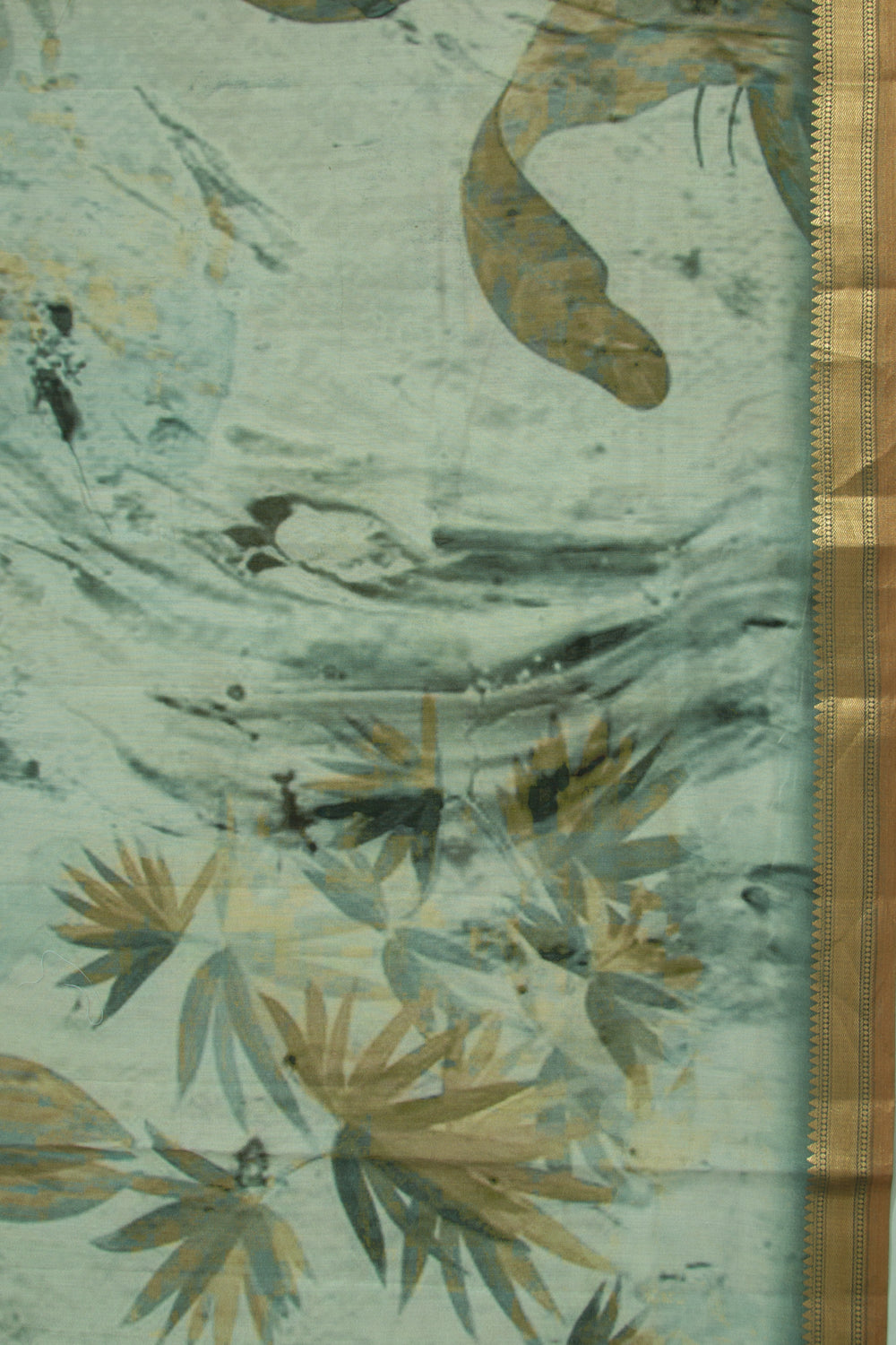Tussar Printed Grey Saree