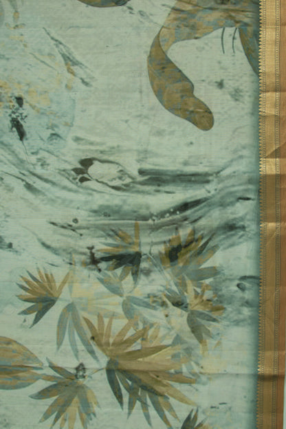 Tussar Printed Grey Saree