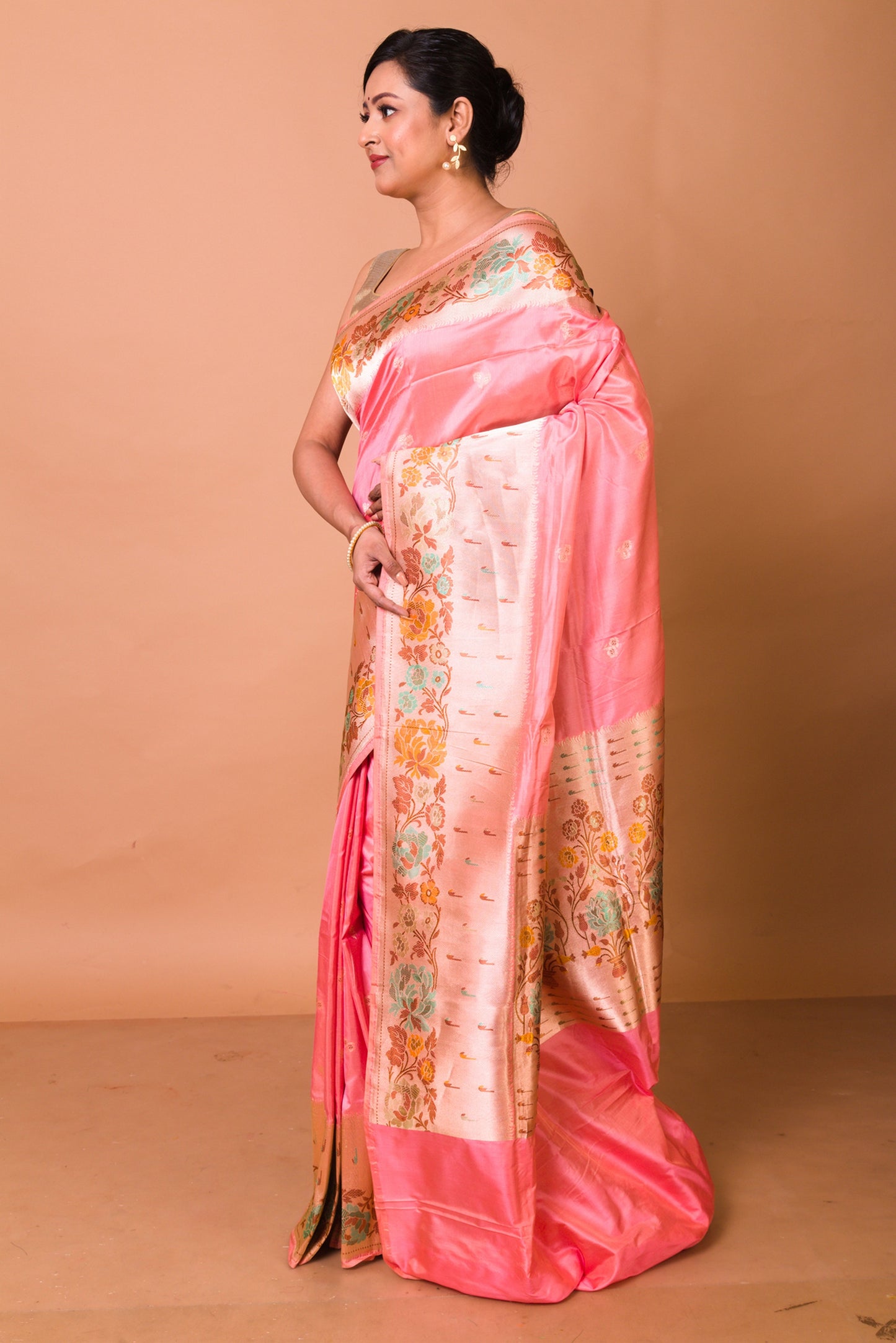 Banarasi Silk Jaal Pink Saree