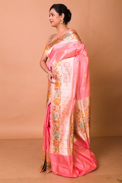 Banarasi Silk Jaal Pink Saree