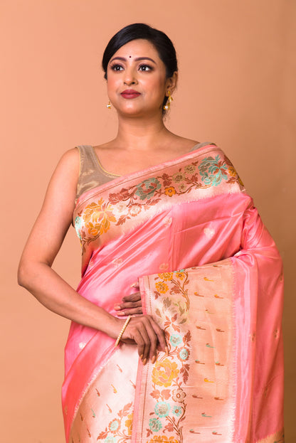 Banarasi Silk Jaal Pink Saree