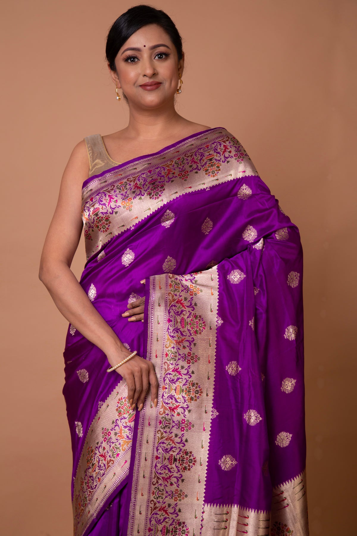 Banarasi Silk Butta Purple Saree